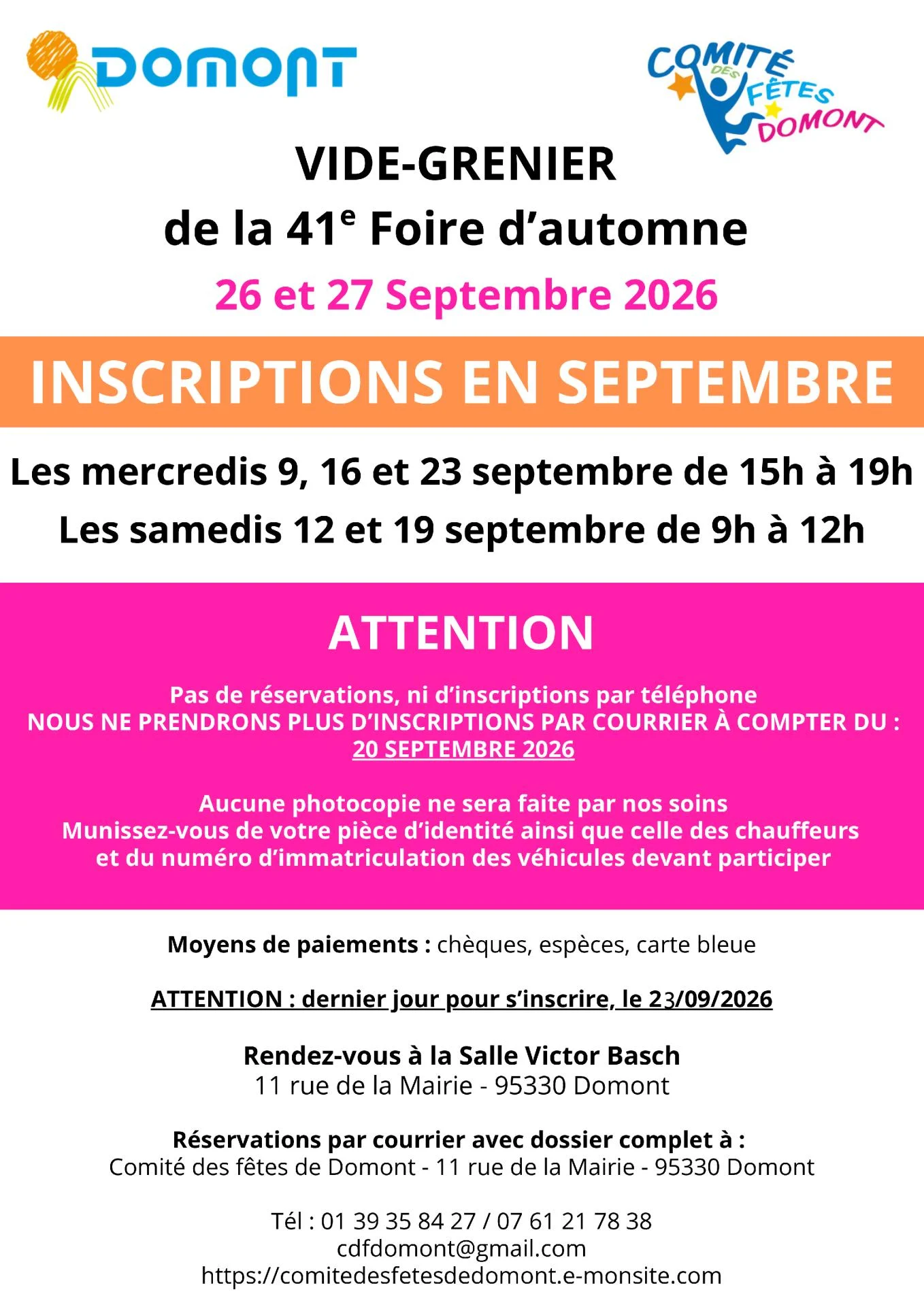 2026 vide grenier inscription septembre